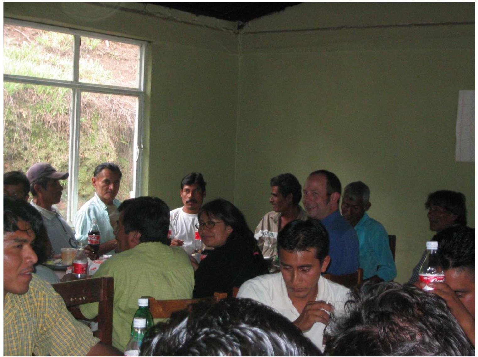 Ficure 8. Fiesta at Teotepec. Emiliana and Tony (1-r, facing the camera) are seated at the table of the village authorities. (Photo by Carlos Cruz) 