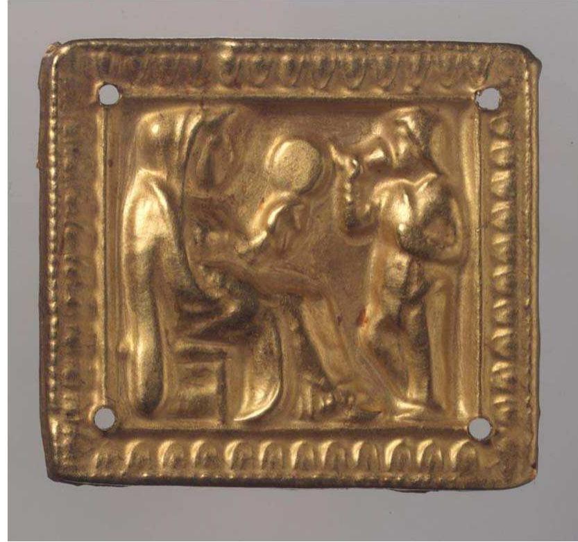 Fig. 12. A seated woman holding a mirror, Chertomlyk mogila, 5th-4th c BCE (After Aruz, 2007: fig. 166).