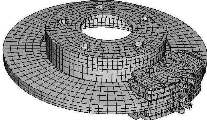 A finite element model of a disc brake the fe model, as