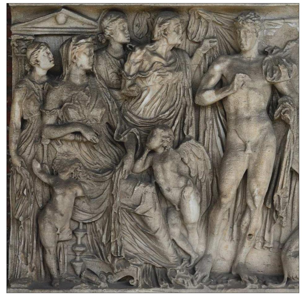 Fig. 2. Phaedra surrounded by her handmaidens, Hippolytus and, in the middle, the nurse. 