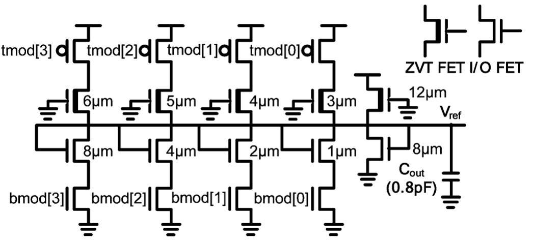 Schematic of trimmable 2t voltage reference. (l = 60 jm is