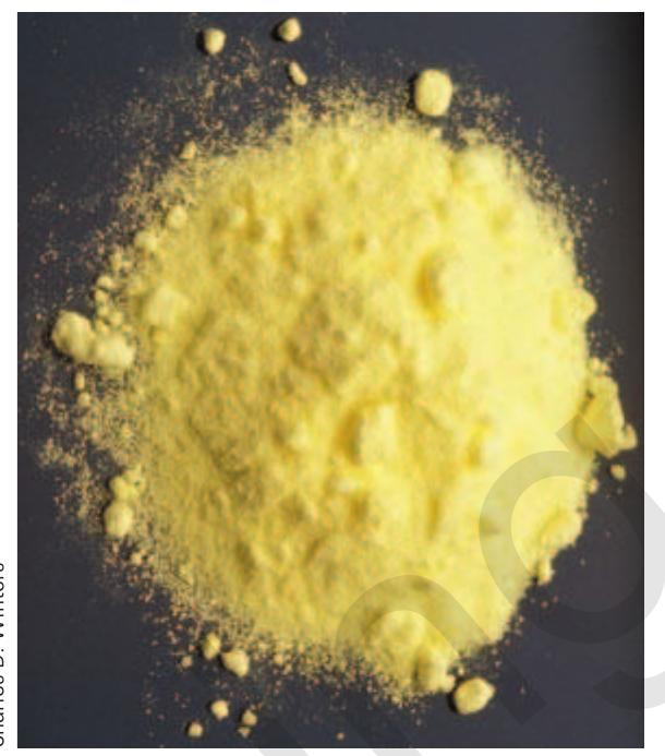 Chemical properties are properties of a substance that can be described through a chemical change only. Chemical changes require a chemical reac- tion to occur between reactants, generating new products. The chemical properties of a substance are described by the reaction that occurs and the products that are formed. For example, a chemical property of baking soda (sodium bicarbonate) is its reactivity with vinegar (acetic acid) to produce car- bon dioxide bubbles, as shown in Figure 3. This reaction also describes a chemical property of vinegar—its reactivity with baking soda. A chemical property of cocaine is its reactivity with cobalt thiocyanate, which produces a blue-colored product. This chemical property of cocaine, in conjunction with its physical properties (a white, fluffy powder), help investigators identify cocaine.  