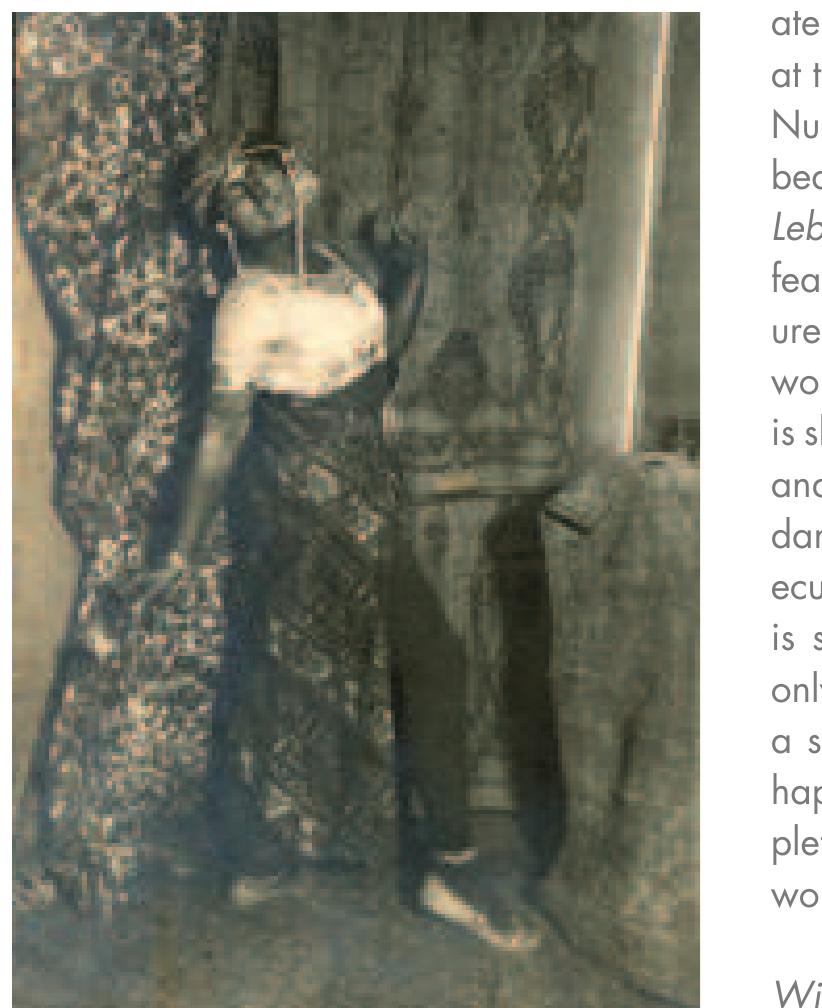 Further examples of new kinds of beauty are scattered throughout the work. The Dolly Sisters, dancers who were world renowned for their loveliness, pose on horseback in a montage element that Moholy-Nagy also used.° The Sisters hold up a tiny male acrobat who is labeled “this splendid  1 rT =  Lebhatte Gestalten bevolkern die Arbeit Die Wiedergeburt der Schénheit, die den Zusammenhang von Schénheitside- al und Zeitgeist untersucht. Eine graziése Tanzerin in kur- zem Kleid, die sich ganz oben im Bild befindet und der der Werktitel zu FiSen liegt, scheint in ihrer Unbefangenheit den Hohepunkt einer modernen Wiedergeburt der Schén- heit darzustellen.' Der Mann links von ihr bildet durch seine verdrehte Kérperform, sein fortgeschrittenes Alter und seine Korpulenz einen Gegenpol zu der Jugendlichkeit und dem schlanken Kérper der Frau. Brandt hat die Halfte seines Gesichts mit Tinte ibermalt, so dass sein anziiglicher Blick verstohlen wirkt. Unter ihm erscheint die verdrieBlich-alber- ne Textzeile: ,,unter dem Oberhemd stets eine Netzjacke!". Die Komposition entlockt einem gestreiften Wolf links unten im Bild ein breites Lacheln.?  Animated figures are strewn across the surface of Die Wie- dergeburt der Schénheit, a work which raises questions about ideals of beauty in relation to temporality. At the top, a graceful dancer in a short dress stands with the work's title at her feet, as if this free-spirited woman is the pinnacle of a contemporary rebirth of beauty.' The twisted form, middle age and corpulence of the man at the left create an opposing pole fo her youth and slenderness. Brandt has inked over half of his face, causing him to leer slyly. The caption beneath him seems dour and even silly: “always an undershirt under your shirt!” At the bottom left, a striped wolf with a wide smile finds humor in the entire composi- tion.? 