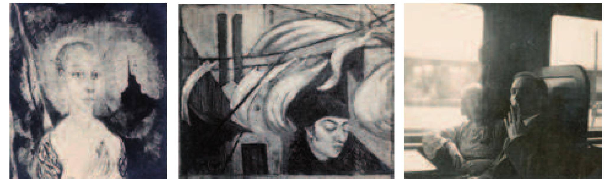 Marianne Liebe, o. T. (Selbstportrat), Ol auf Lein- wand, ca. 1920, zerstort  Marianne Liebe, Untitled (Self-portrait), oil on can- vas, c. 1920, destroyed  Marianne Liebe, o. T. (Frau mit Blume), spdte 1910er, zerstort  Marianne Liebe, Untitled (Woman with a Flower), c. late 1910s, destroyed  Marianne und Erik Brandt, ca. 1920 Marianne and Erik Brandt, c. 1920 