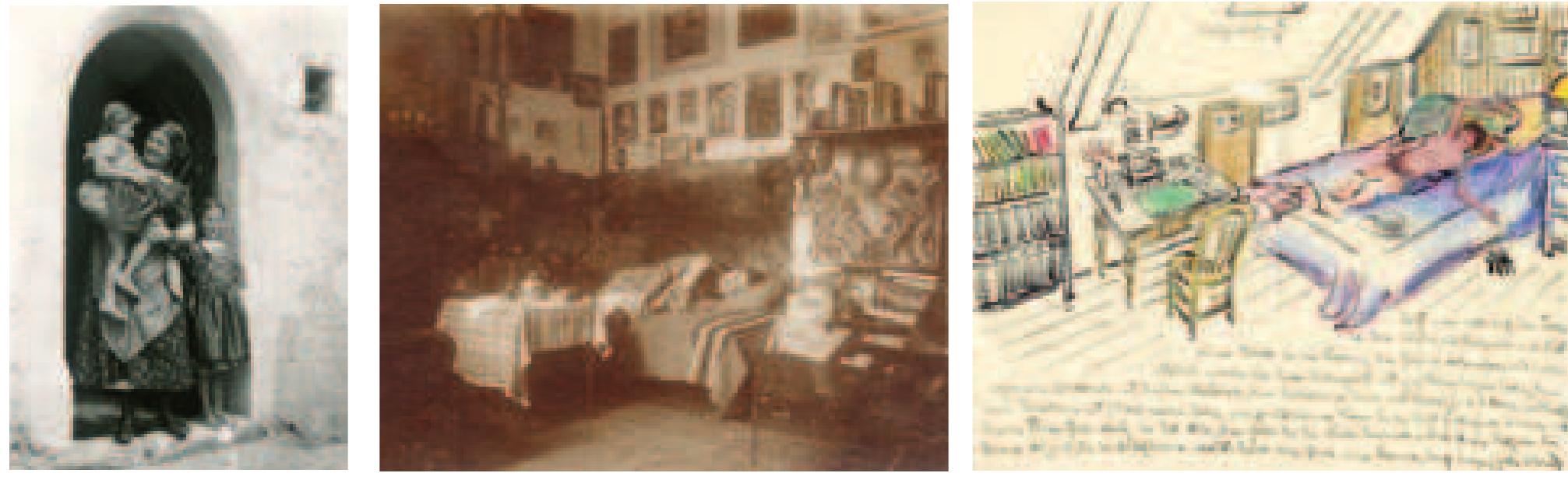 Brief mit Zeichnung von Erik Brandt an Marianne Brandt, frihe 1920er  Letter with drawing from Erik Brandt to Marianne Brandt, early 1920s  Marianne Brandt mit zwei Méadchen, ca. 1919  Marianne Brandt with two girls, c. 1919 