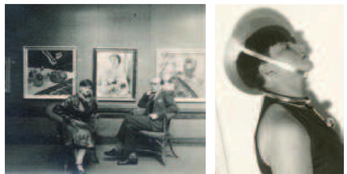 Brandt, o. T. (Selbstportrat zum Metallischen Fest), 1929 Brandt, Untitled (Self-portrait for the Metal Party), 1929  Marianne und Erik Brandt bei der Eréffnung einer Ausstellung von E. Brandts Gemalden, spdte1920er  Marianne and Erik Brandt at the opening of ar exhibition of E. Brandt's paintings, late 1920s 