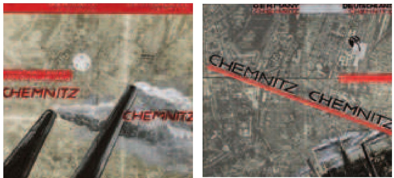 Brandt, o. T. (Zwei Entwirfe fiir ein Faltblatt fir den Verkehrsverein Chemnitz},  Montage, ca. 1950-52  Brandt, Untitled (Two Designs for a Leaflet for the Transportation Association of Chemnitz] montage, c. 1950-52 