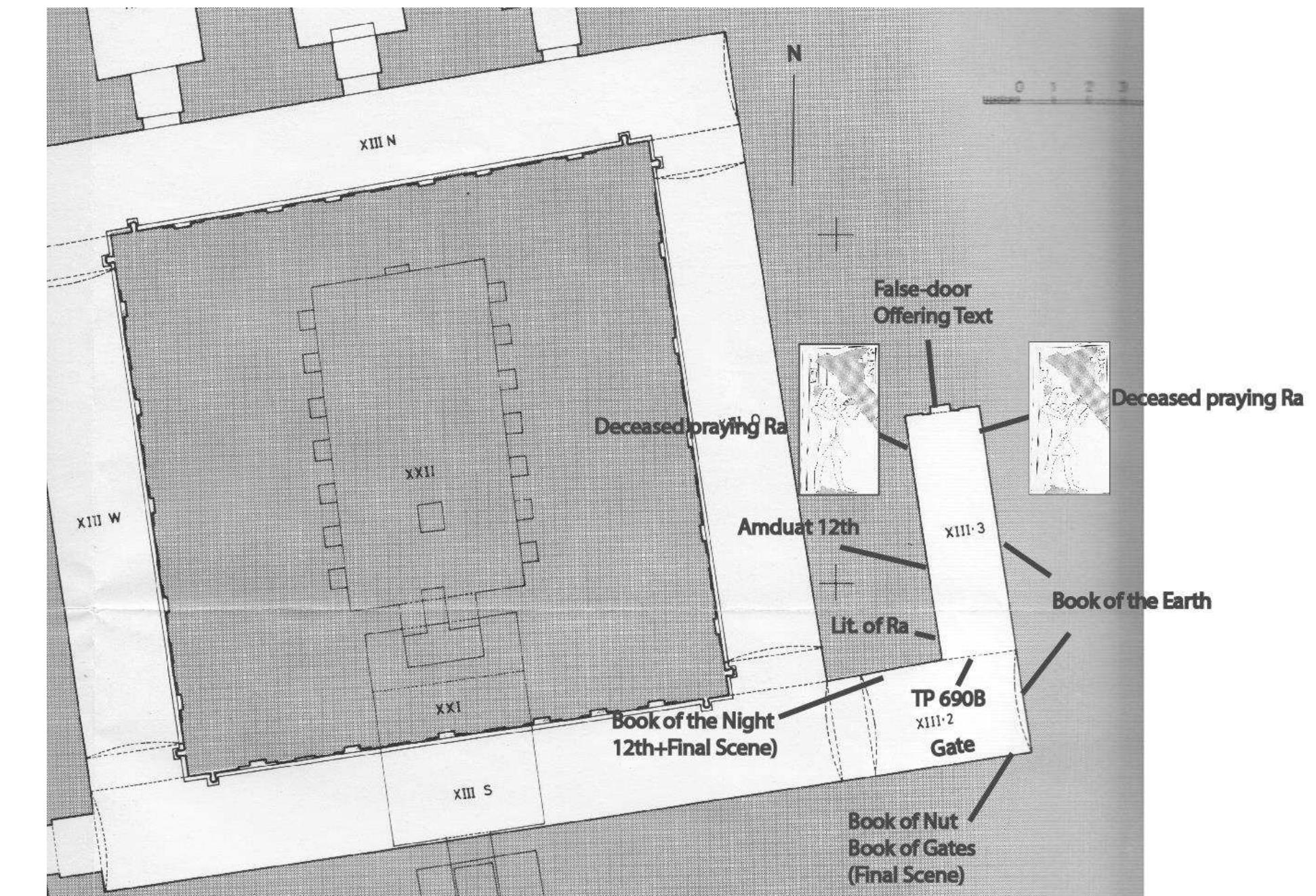 Tt 33, tomb of padiamenope. decorative layout of room xiii-3