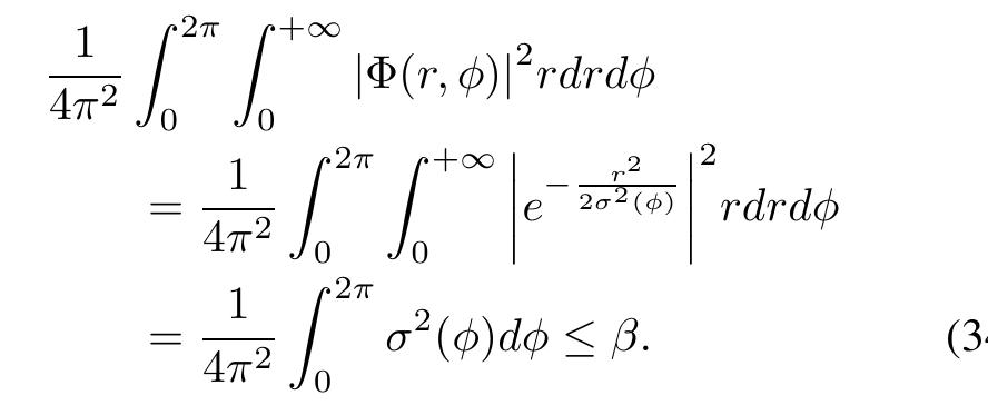 When ®,,+(9,7) is a radial optimal parabolic kernel func- tion, its function is defined as  where ¢ is radial angle, ¢ = arctan(r/@), o(@) is radial extension functionit controls the radial shape of ®(0,7), constraint condition in polar coordinates is defined as 