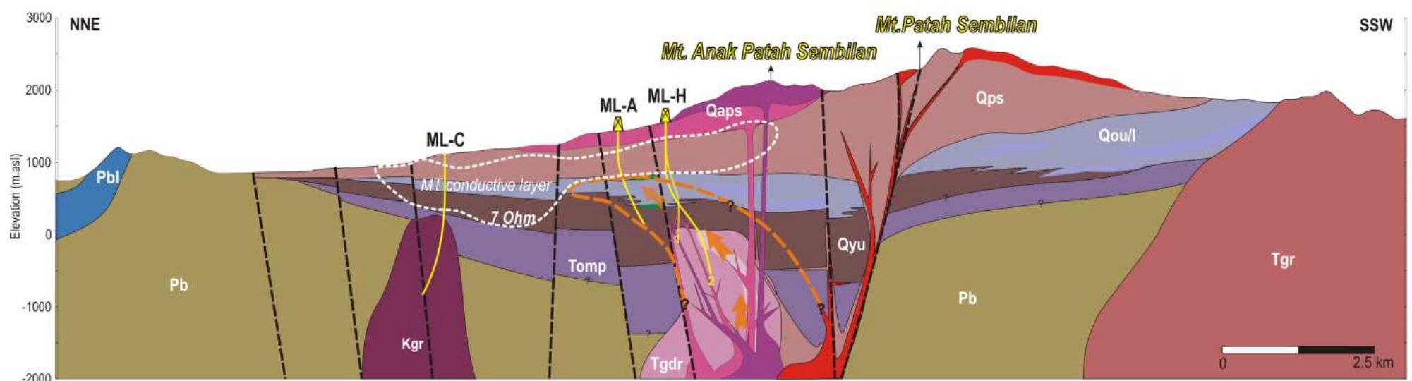Cross section of the mt conductor (white dashed line) and