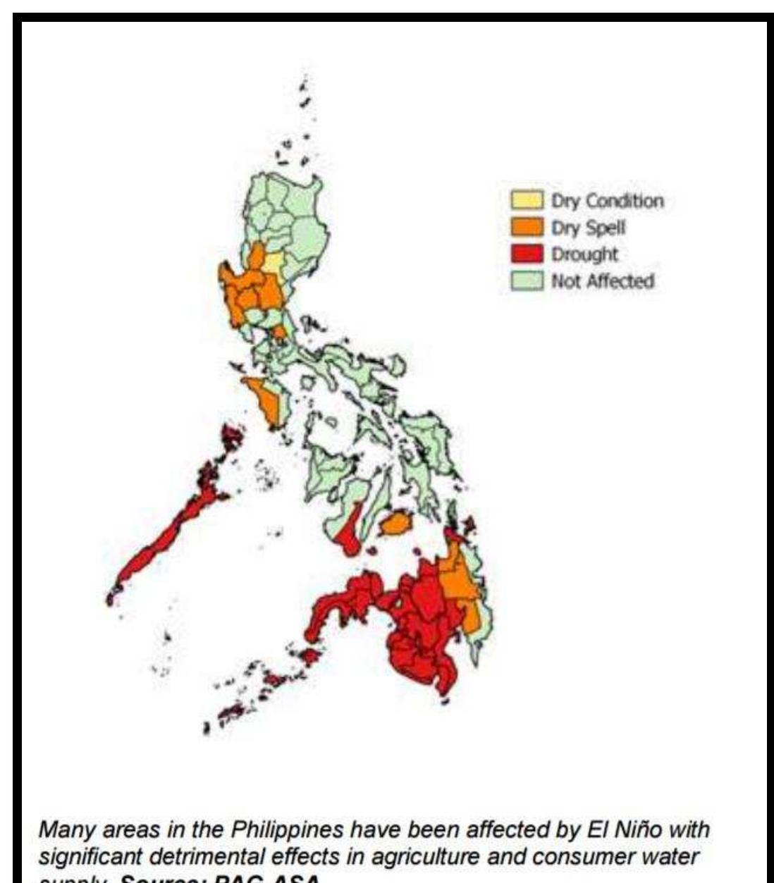 Philippine map showing regions that are prone to flooding.