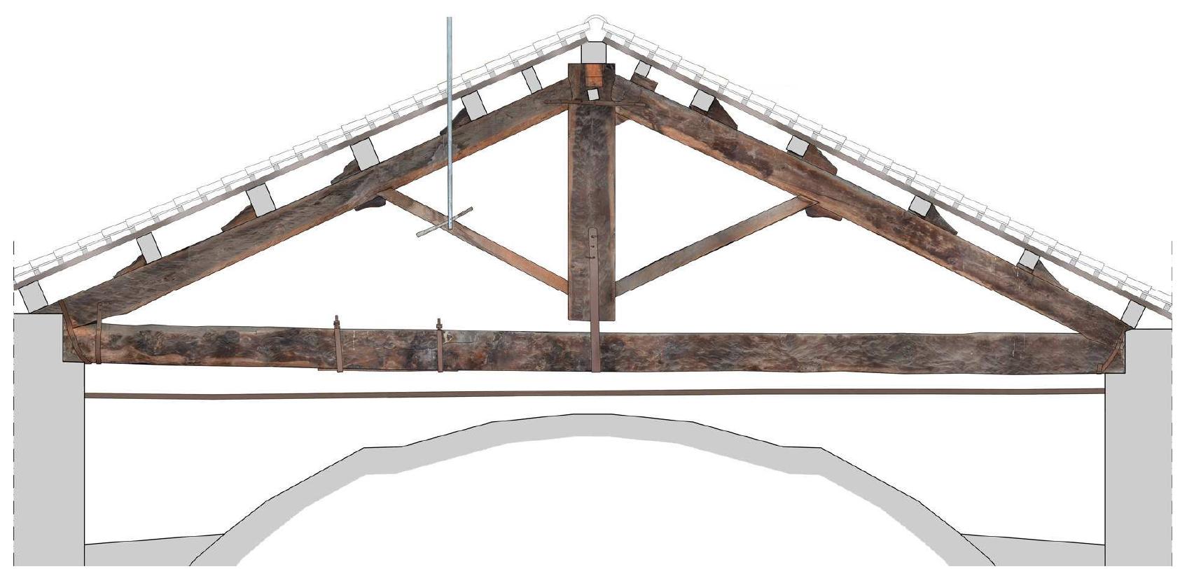 Figure 10: Northern fagade of truss 2 (photoplan by M. Canestrale, R. De Marco, R. Delogu, G. Godio). 