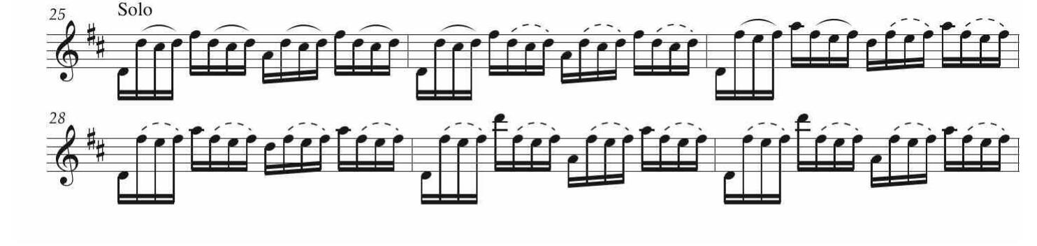 EsEMPIO 2. Concerto per violino Mus. 2-O-1,45, I mov., batt. 25-30.  EsEMPIO 3. Vivaldi, Concerto per violino RV 224a, III mov., batt. 129-132. 