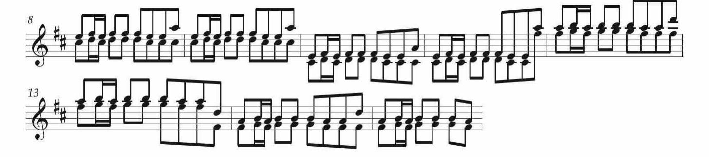 ESEMPIO 27. Concerto per violino Mus. 2-O-1,45, III mov., cadenza, batt. 8-15/II1 