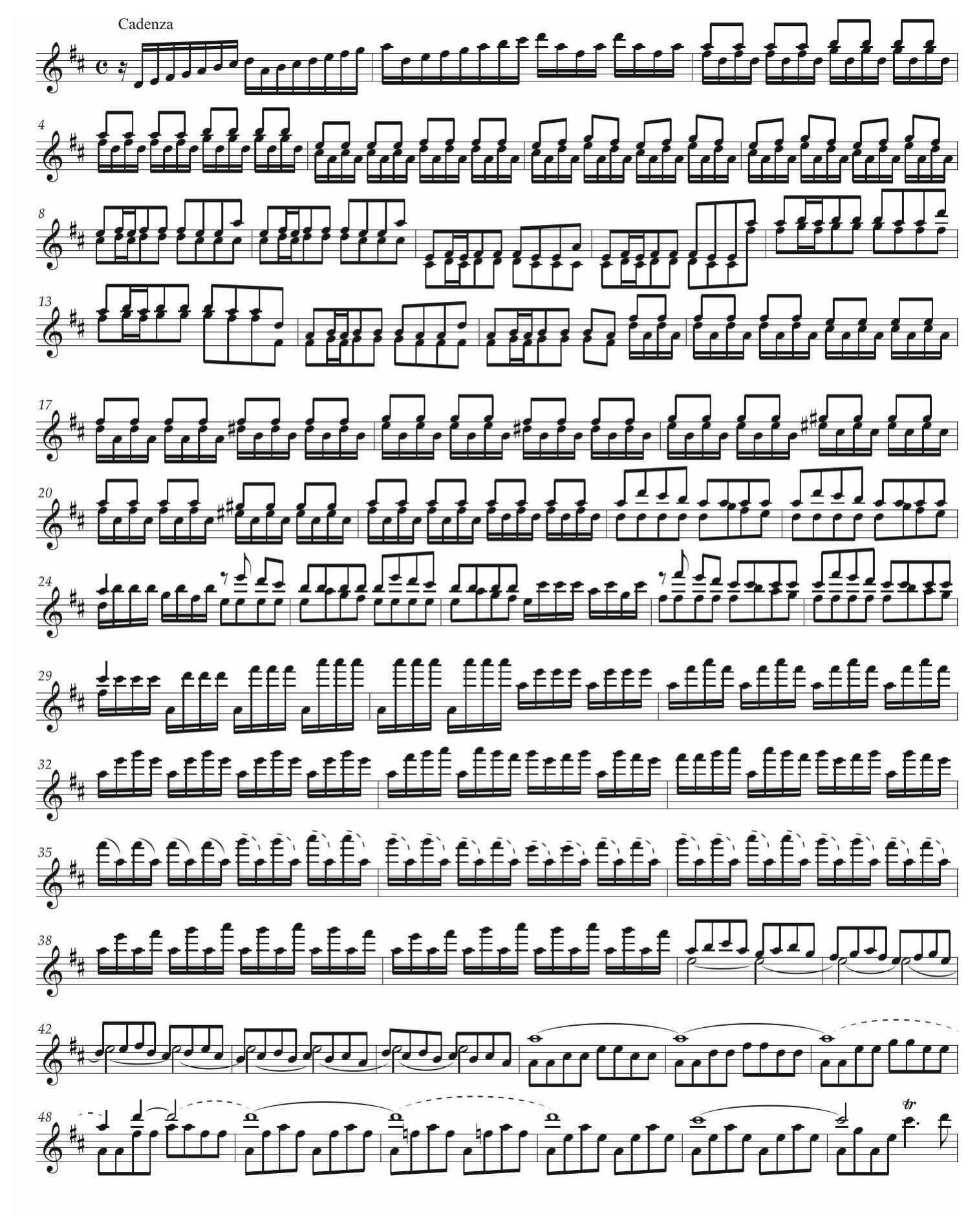 Esempio 45. Cadenza di Vivaldi nel Concerto per violino anonimo Mus. 2-O-1,45 