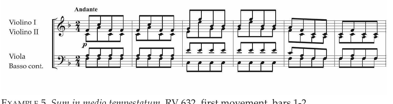 EXAMPLE 4. Laetatus sum in C major, bars 112-117. 