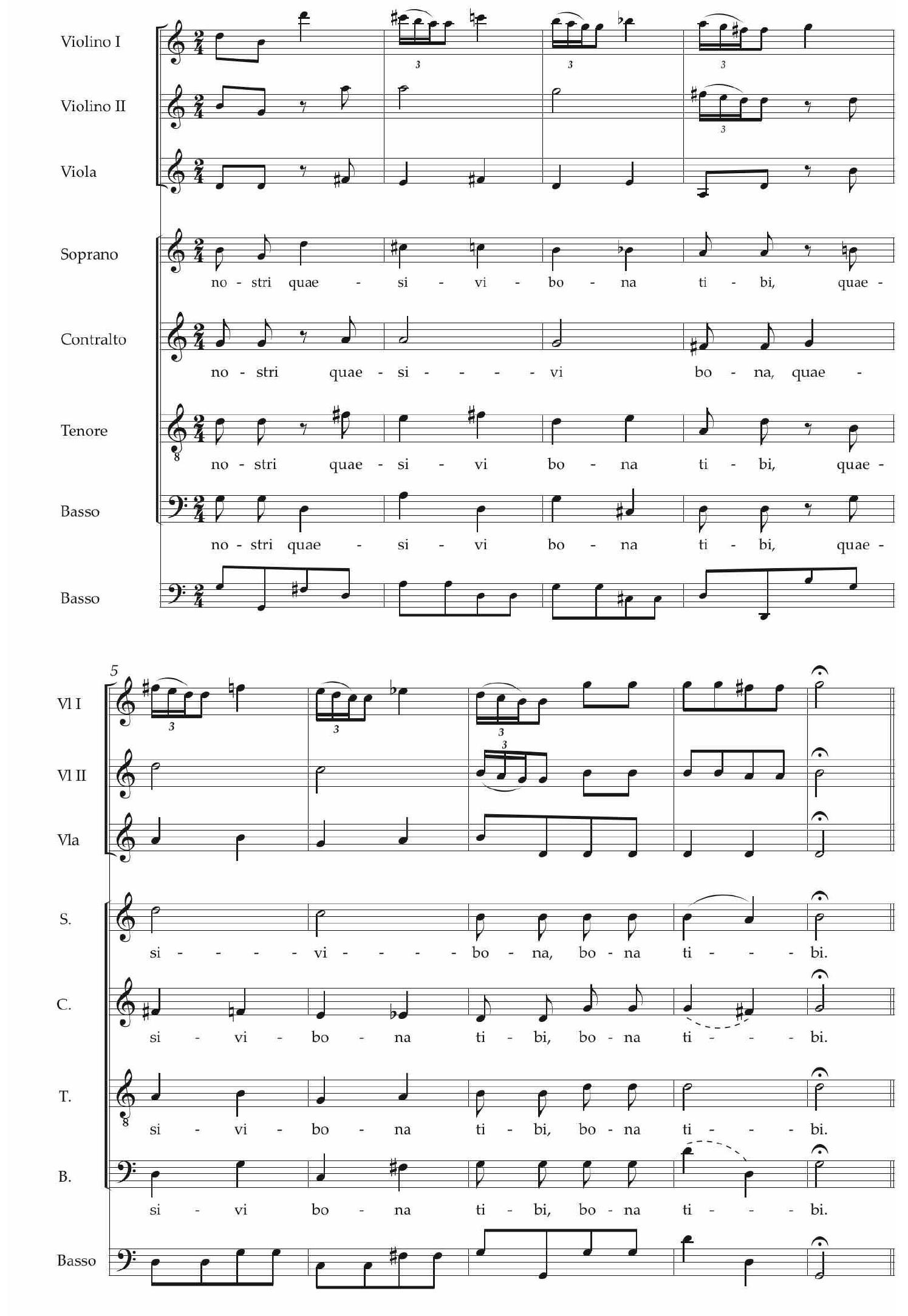 EXAMPLE 6. Laetatus sum in C major, bars 155-163. 