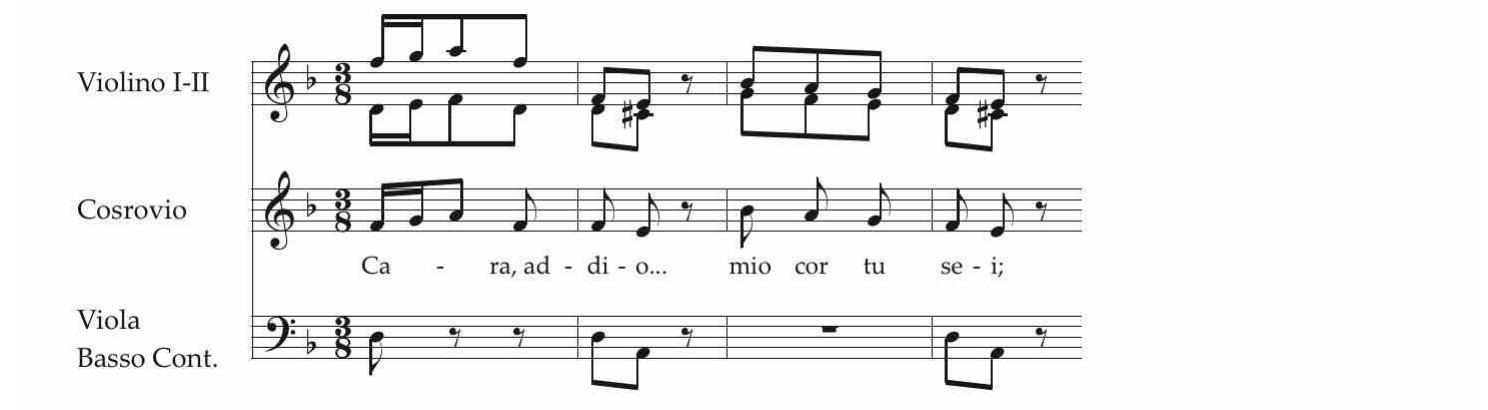 ESEMPIO 10c. «Date, o trombe, il suon guerriero», Gianguir, IIIL.4, p. 309, prima parte. 