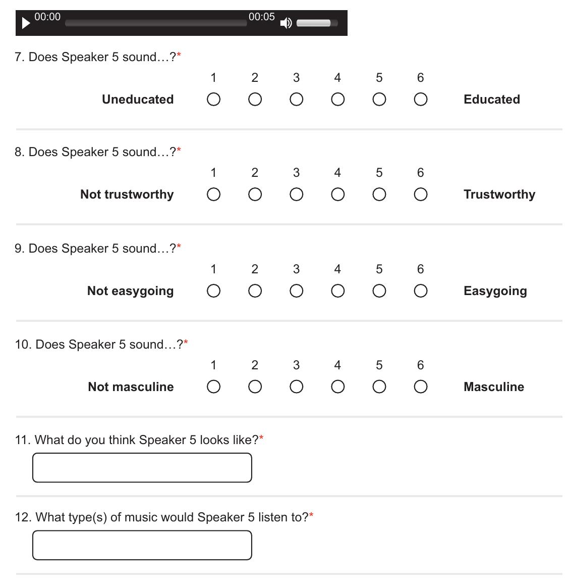 Listen to the following clip and answer the questions that follow:  Sample Page from the Online Survey 