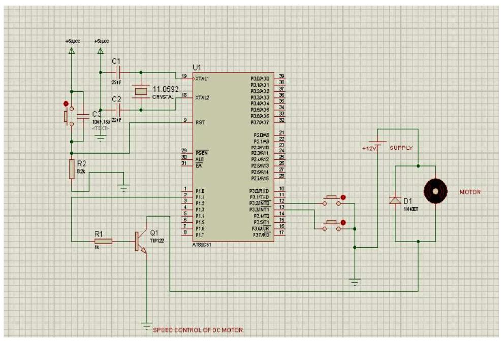 1: circuit diagram of microcontroller based dc motor speed