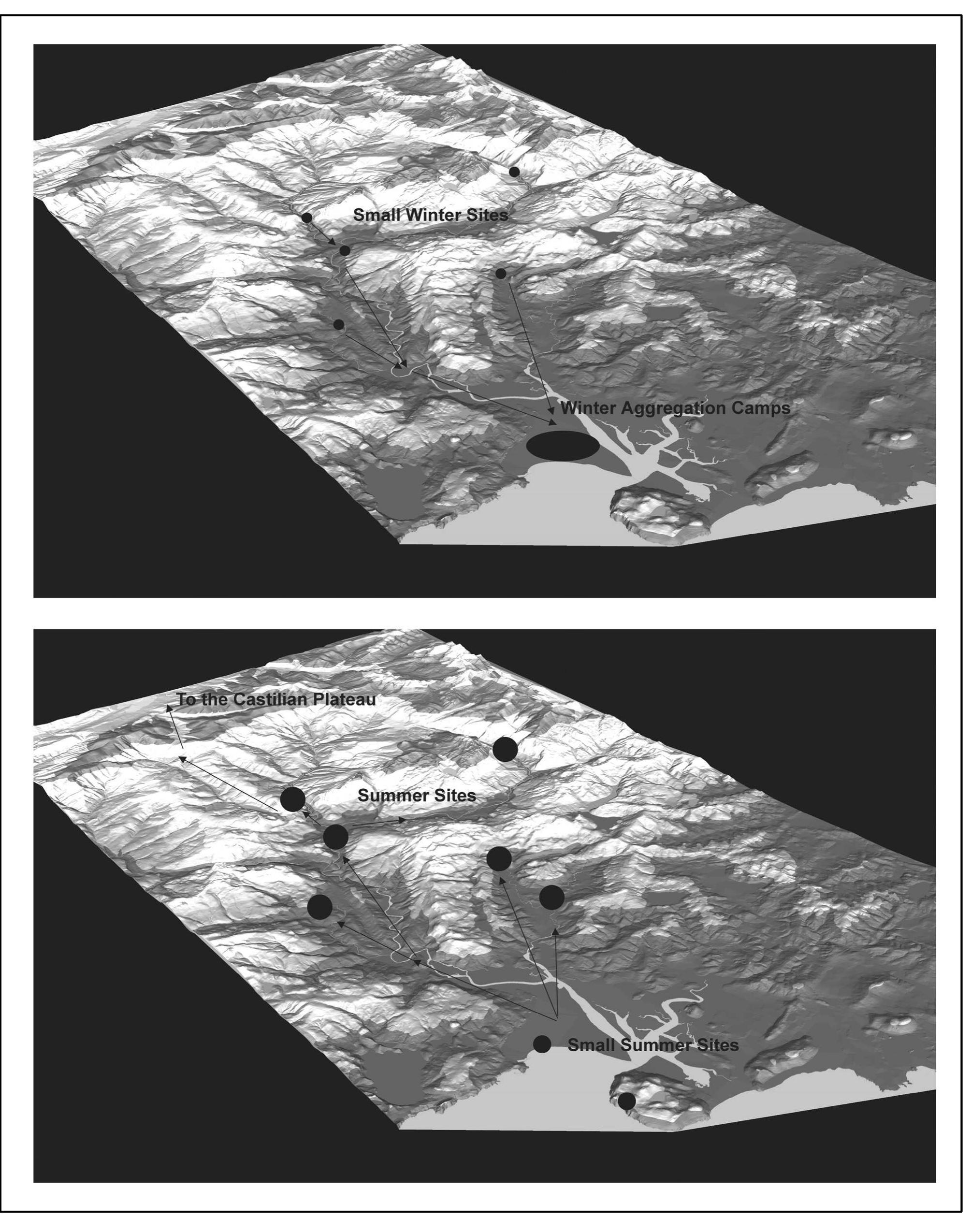 Figure 21. Settlement Patterns based on an Alternative mobility model, which considers semi-sedentary settlements and group size variations 