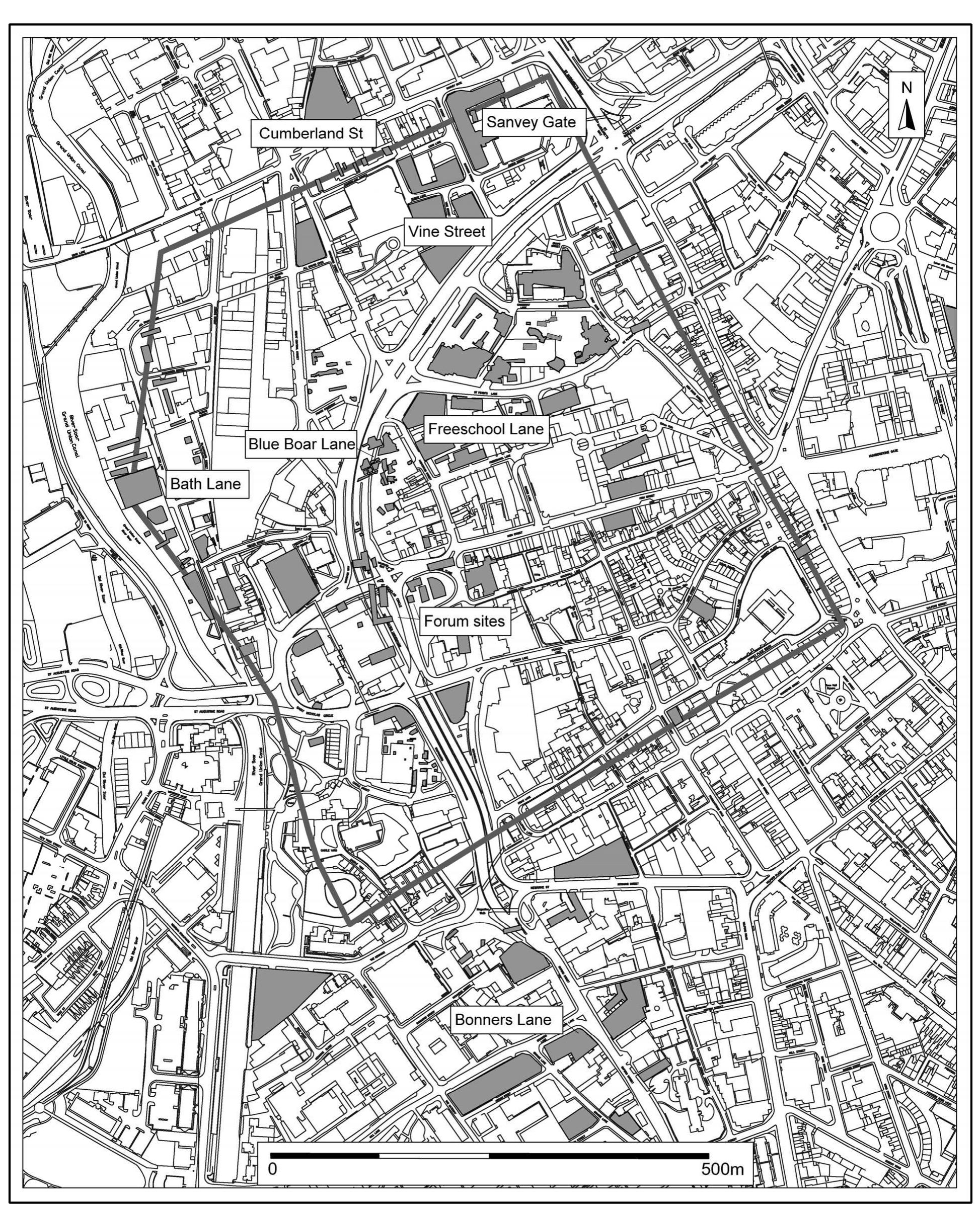 Figure 25. Key archaeological sites in Leicester (Data from Leicester UAD and ULAS unpublished sources) 