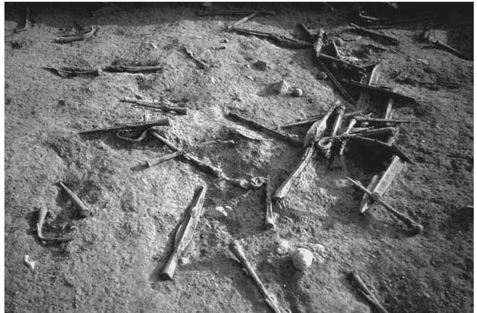 Figure 7. Part of the concentration to the north of the building with intentionally destroyed weapons.