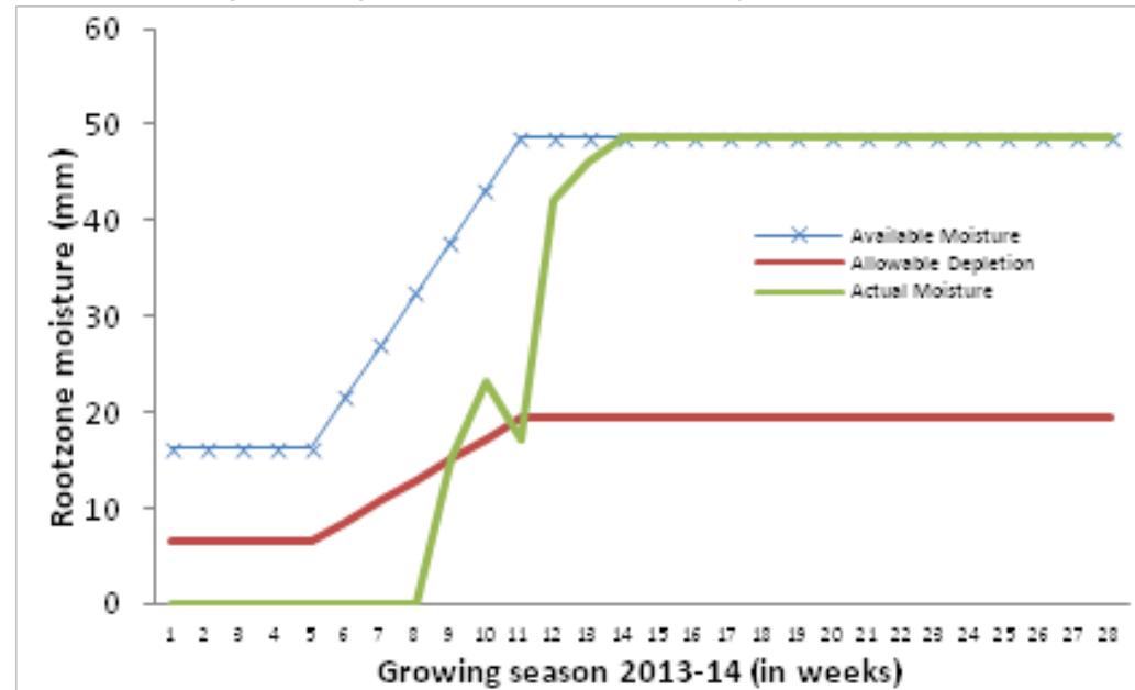 The root zone moisture is an indicator of the possible