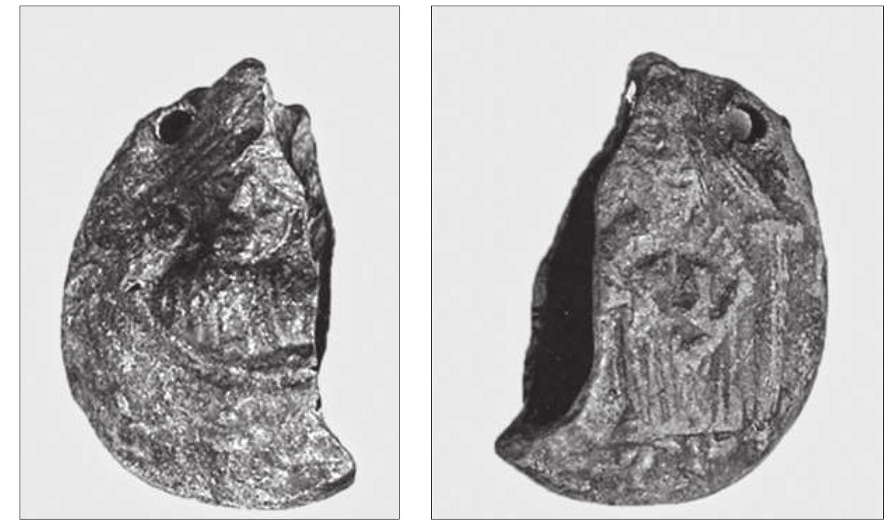 into account the flasks with St Phocas already mentioned, and the standing probable St George as well as a few with St The- cla?° (fig. 6) from Cos and Knidos, we also feel that, in order to satisfy rising market demand due to the pilgrims travelling to Ephesus, clay flasks may have produced with depictions of saints who were not necessarily worshipped there, but were highly venerated in general. The discovery in the Cherson excavations of a mould for medals/amulets, possibly with St George’®, corroborates the idea that pilgrim artefacts with figures of prominent saints could be manufactured far away from their principal pilgrimage centres?’. We would also like 