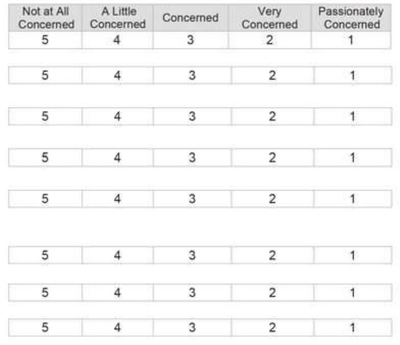 To what extent are you concerned that the following issues might impact negatively on the people living in your locality? 