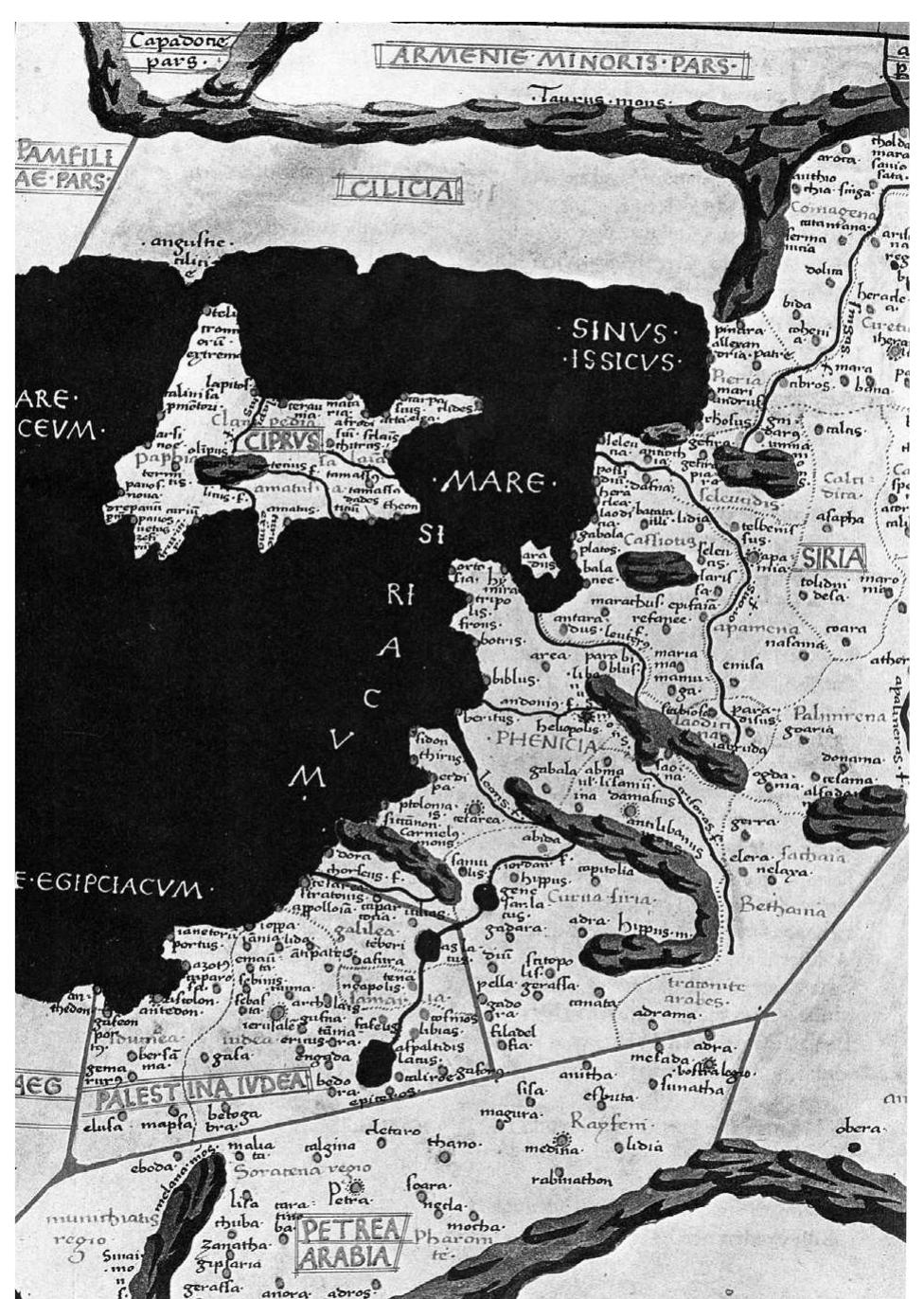 Fig. 24- ‘Map showing the Eastern Mediterranean basin according tc Ptolemy (after Pagani 1990, pl. XIX). 
