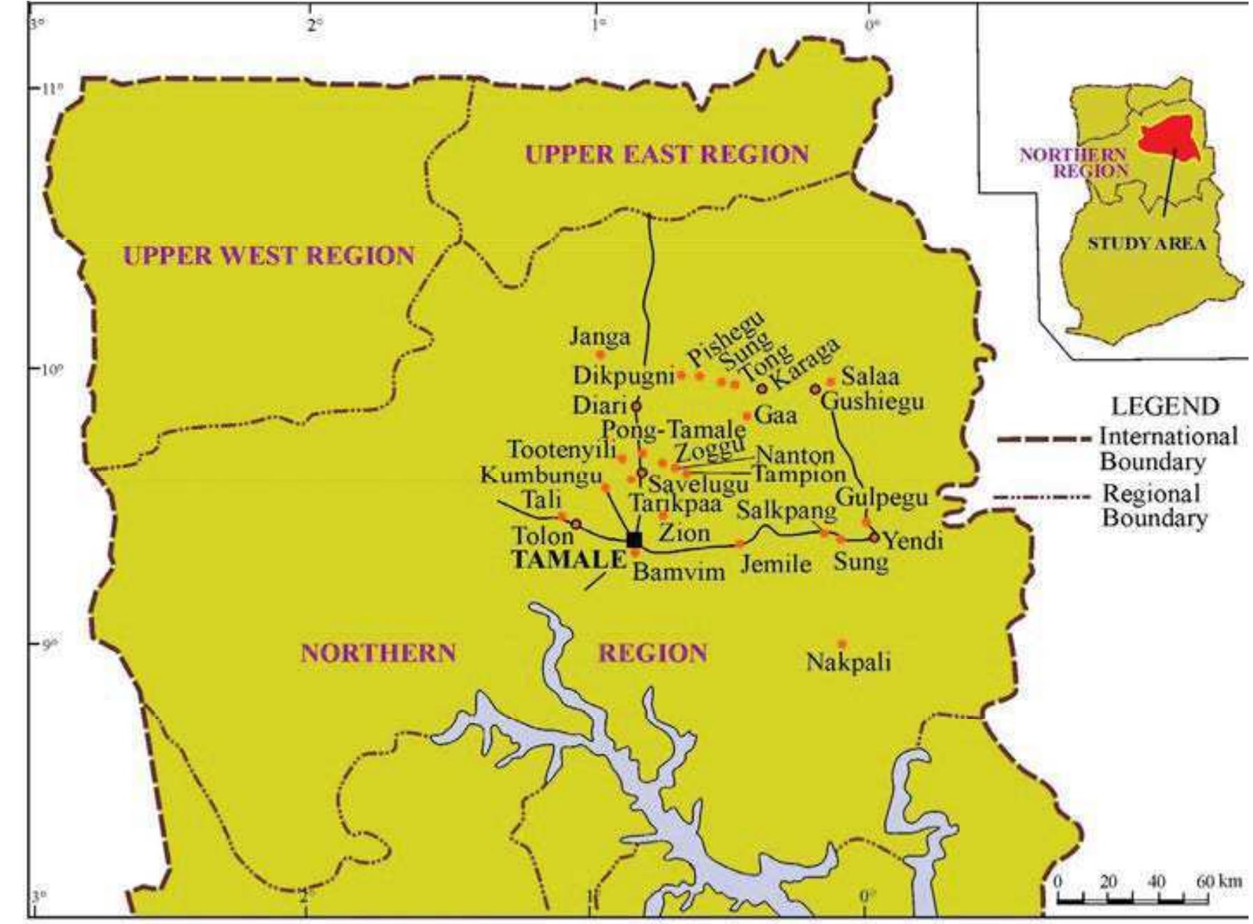 Map 3: map of northern ghana showing the geographical scope