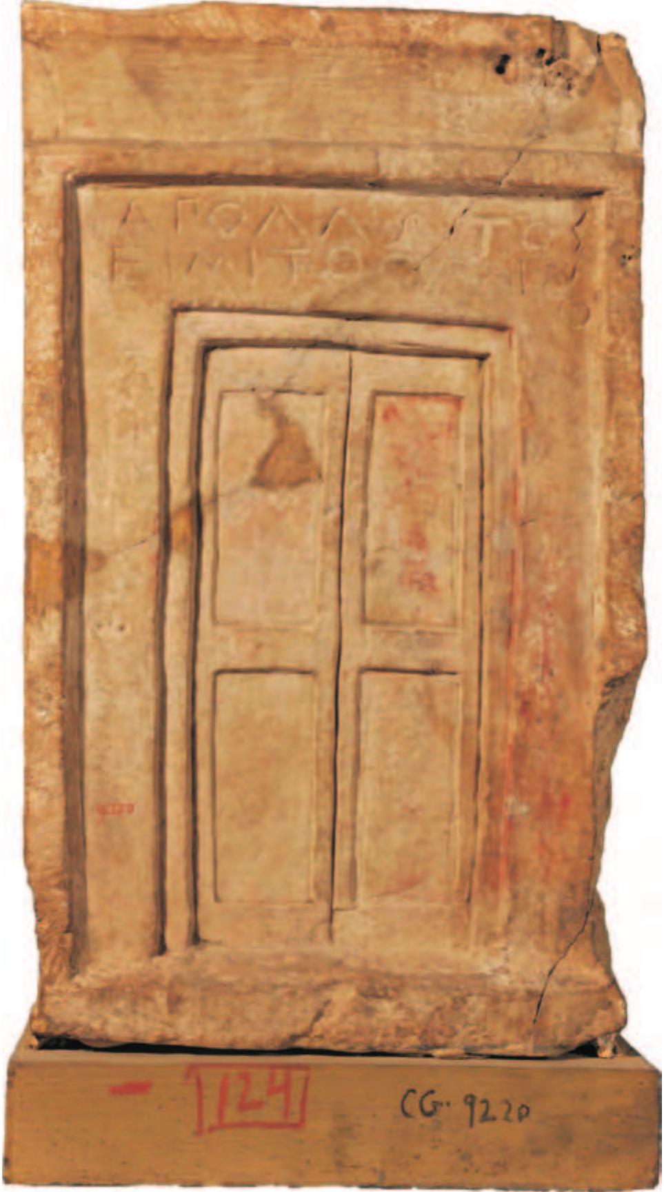 Figure 12.5 ‘False door’ tomb stela of Apollos from Naukratis, second half of the sixth or the early fifth century BC. Cairo, Egyptian Museum JE27753 (CG9220)  (Photo: © Egyptian Museum Cairo.) 