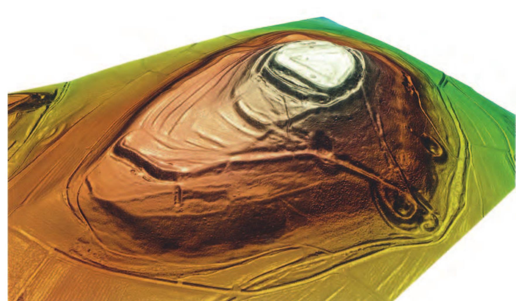 Figure 6.12. The Ipf near Bopfingen: digital terrain model with the fortification-system. The outer line of the fortifications includes a water source (on the right; Landesamt fiir Denkmalpflege im RP Stuttgart: Krause 2015, 81 fig. 50). 