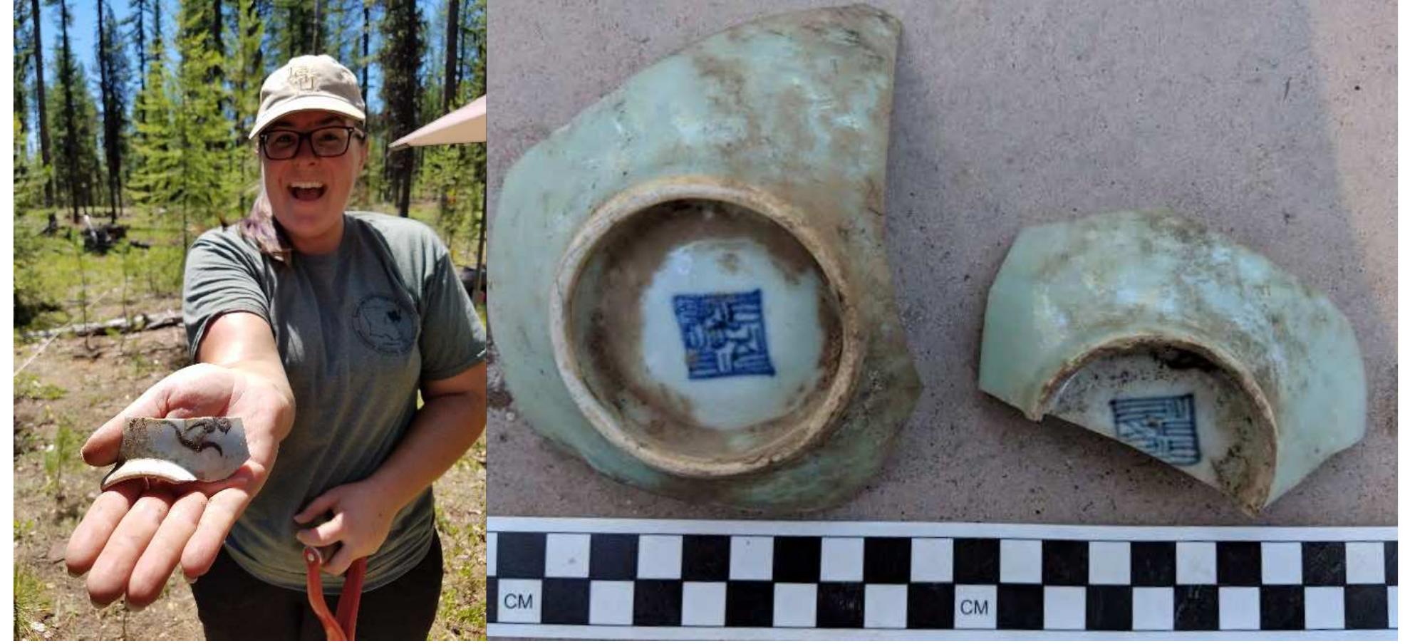 Figure 8. Four Season Flower and Winter Green Chinese porcelain bowl fragments from Happy Camp 1 and 2 