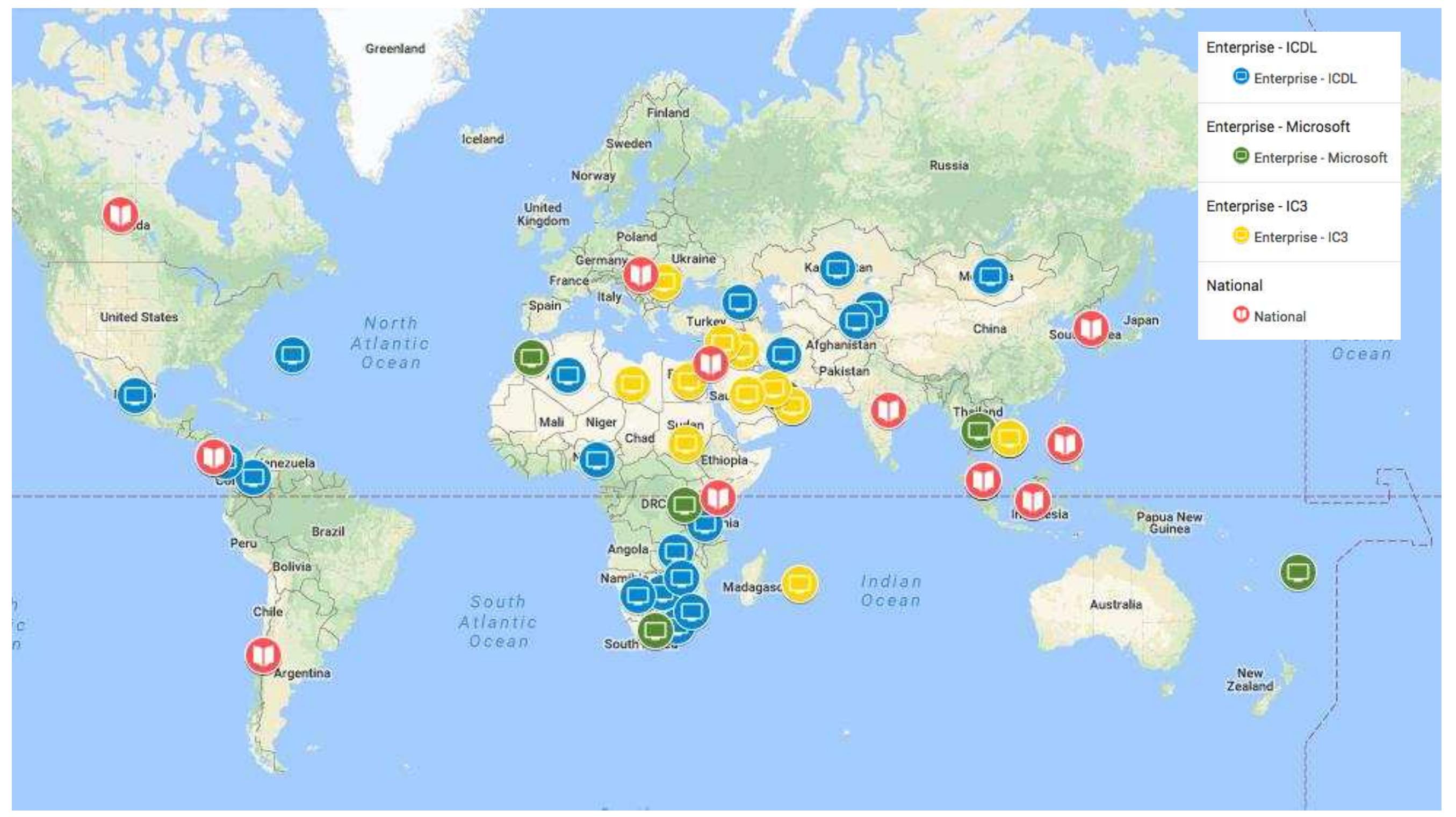 Geographical Center Map A map of the geographic locations of the countries for which