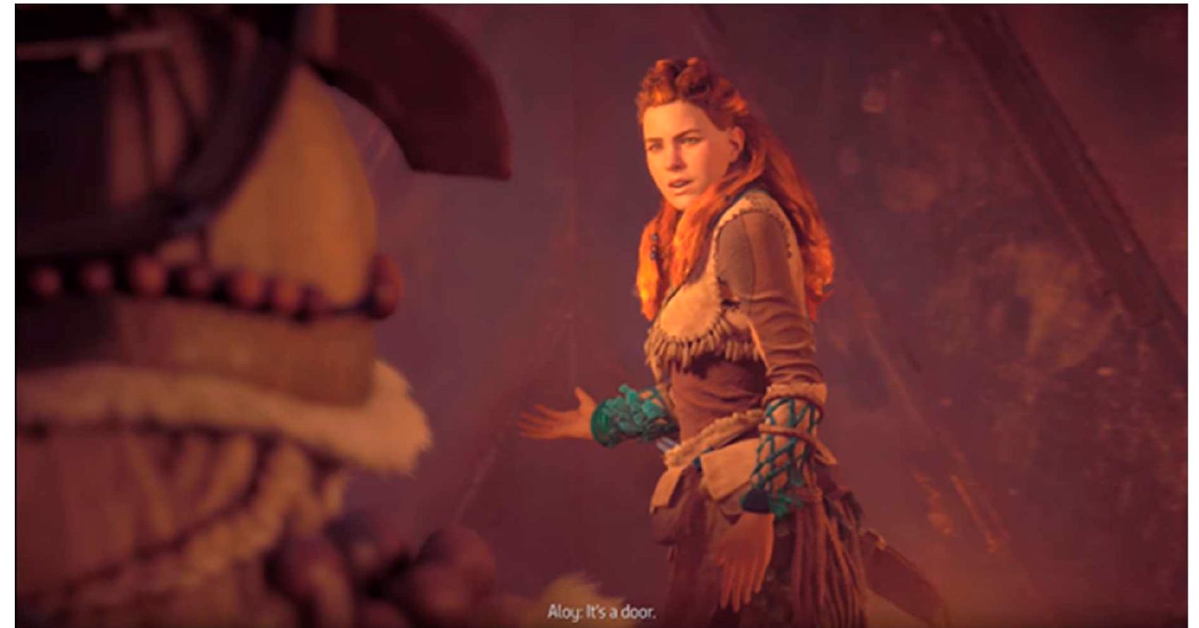 Figure 8. Aloy tries to explain to a matriarch that All-Mother is actually a door. 