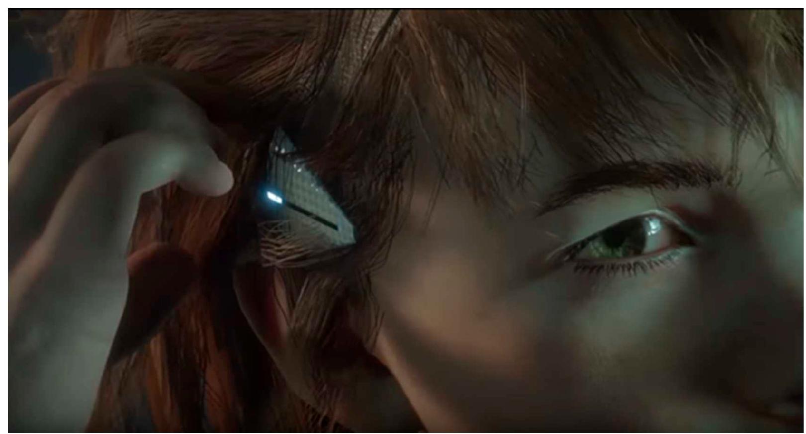 Figure 13. Aloy as a child with her “Focus” (the little triangular device above her ear). 