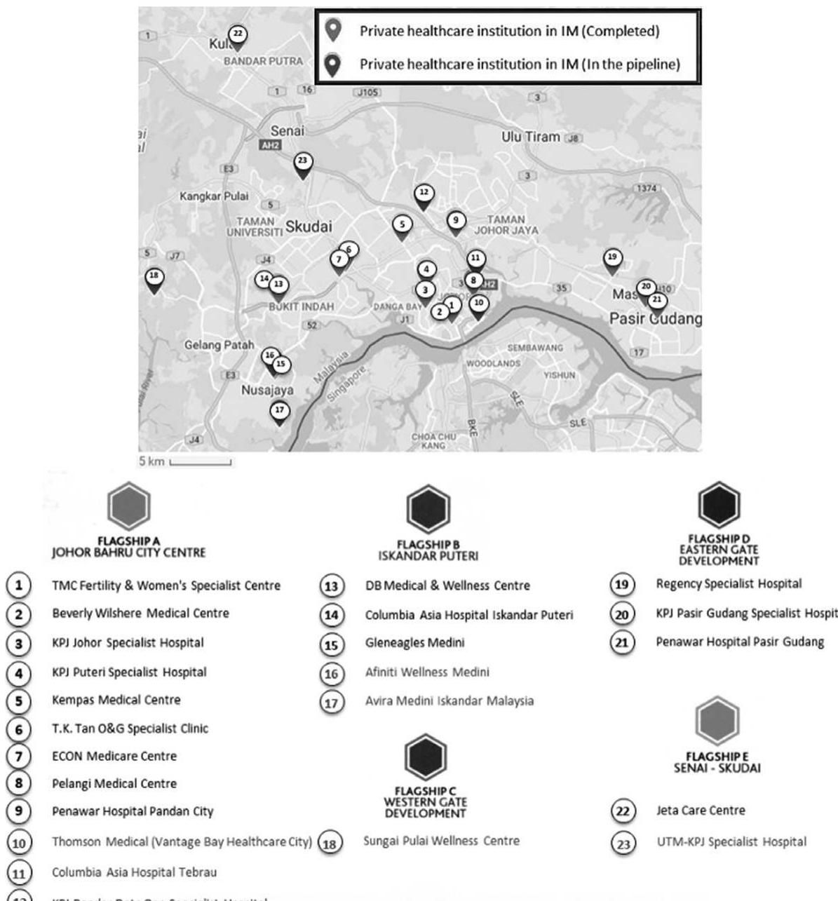 Figure 10: Map Location of Private Healthcare Institutions in Iskandar Malaysia, Johor 