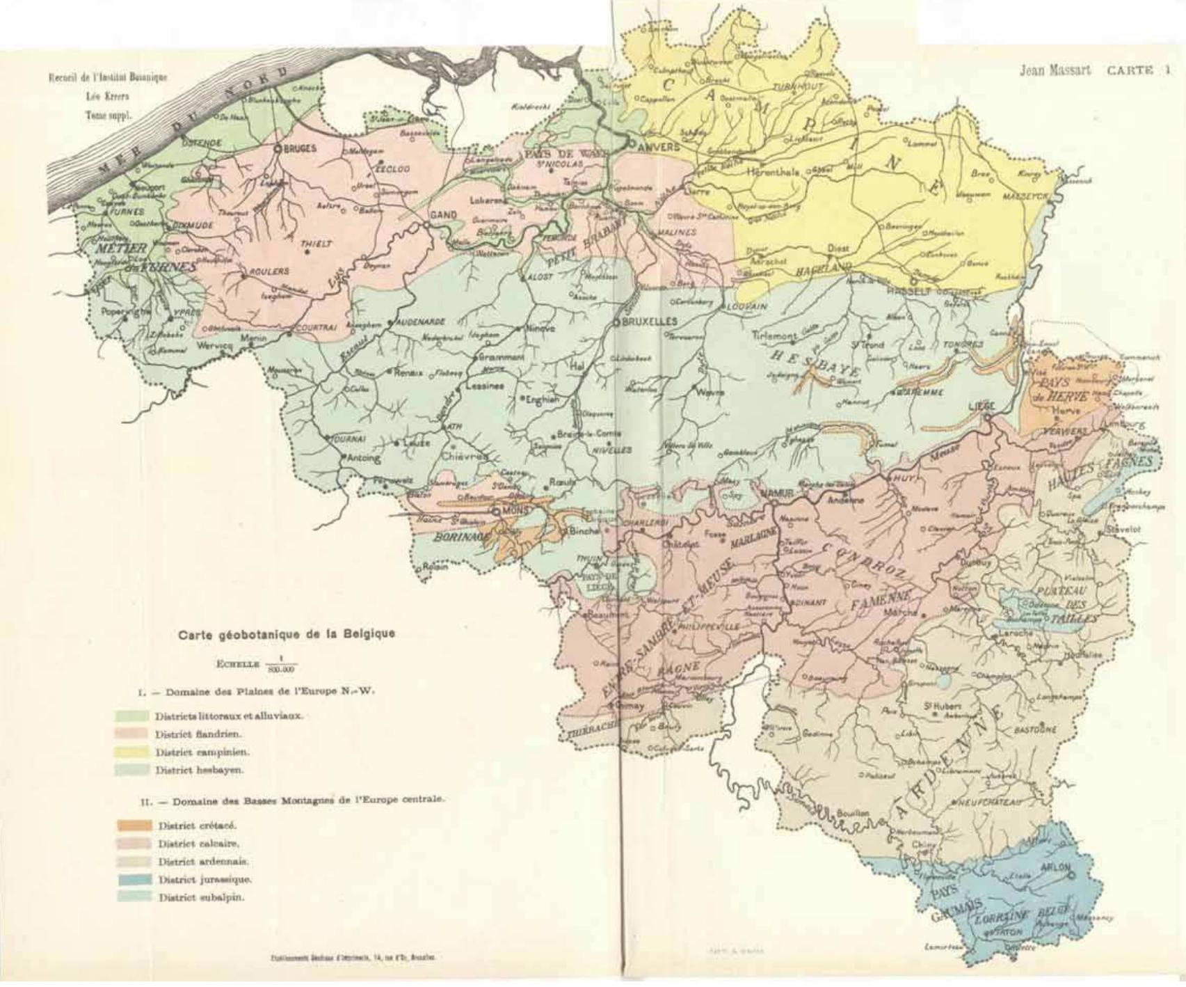 Figure 3. Geobotanical map of Belgium, by Jean Massart. 