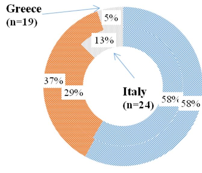 Notes: N = 43. This graph only shows the responses of those working in Greece and Italy. 