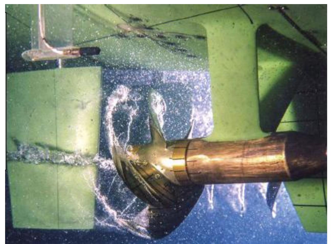 Cavitation mechanism causing rudder erosion