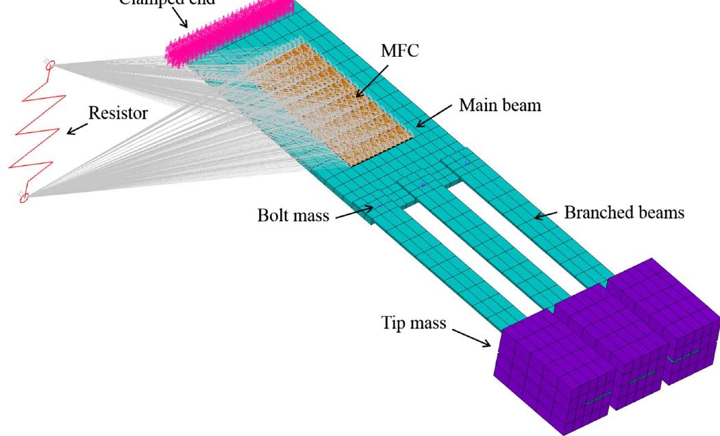 Multi Model Element Schematic of trident-shaped multimodal piezoelectric energy