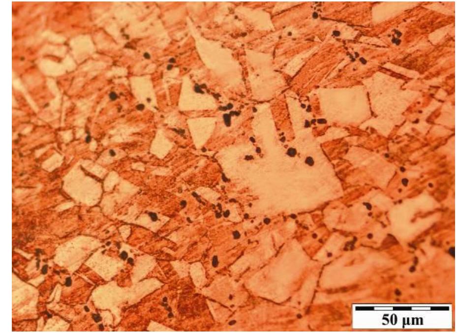 Etched transverse section of kc2 shows angular grains of