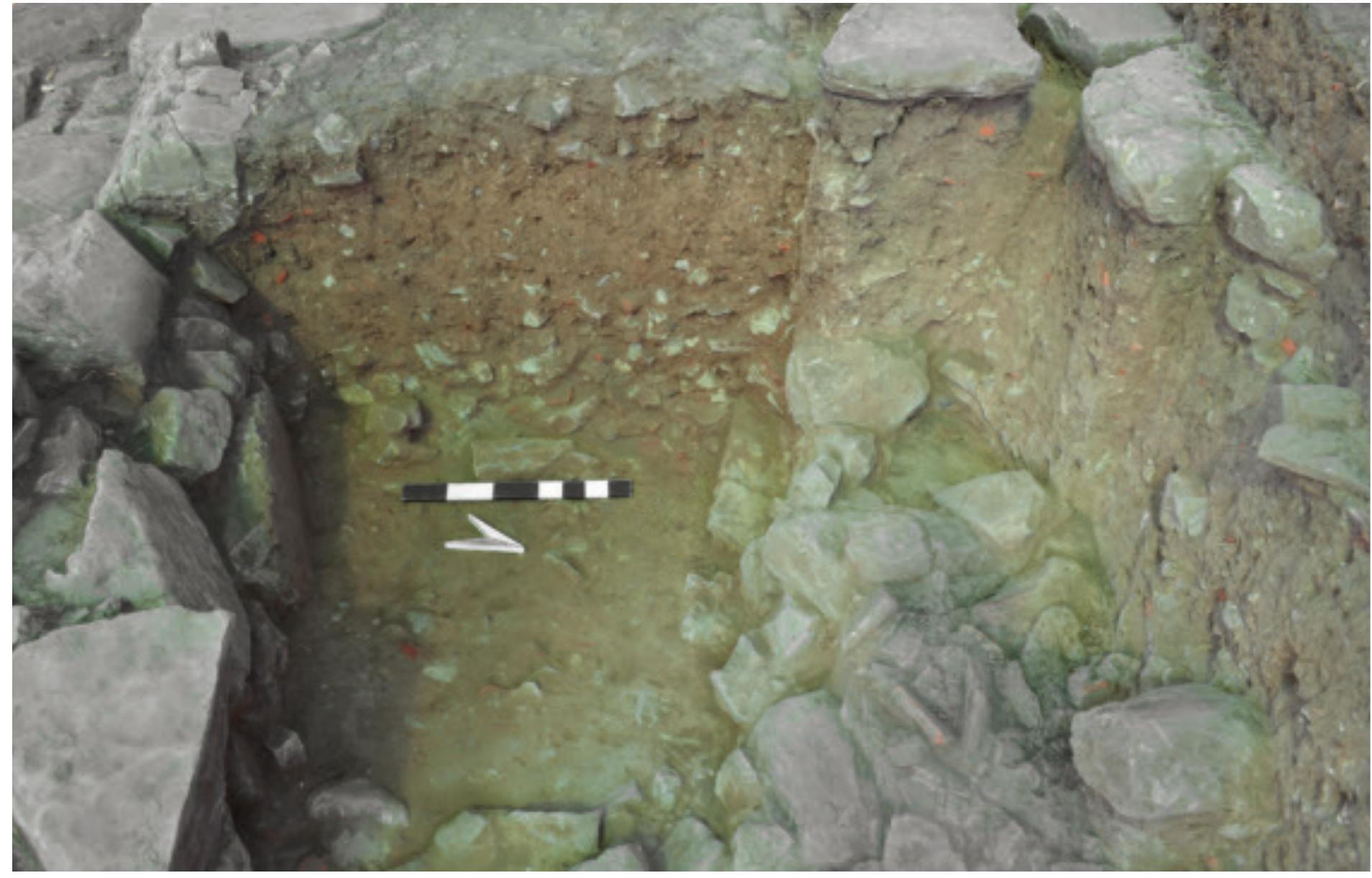 Fig. 16. Fill layers identified in area behind (north of ) Wall Section 16 (Soren Handberg). 