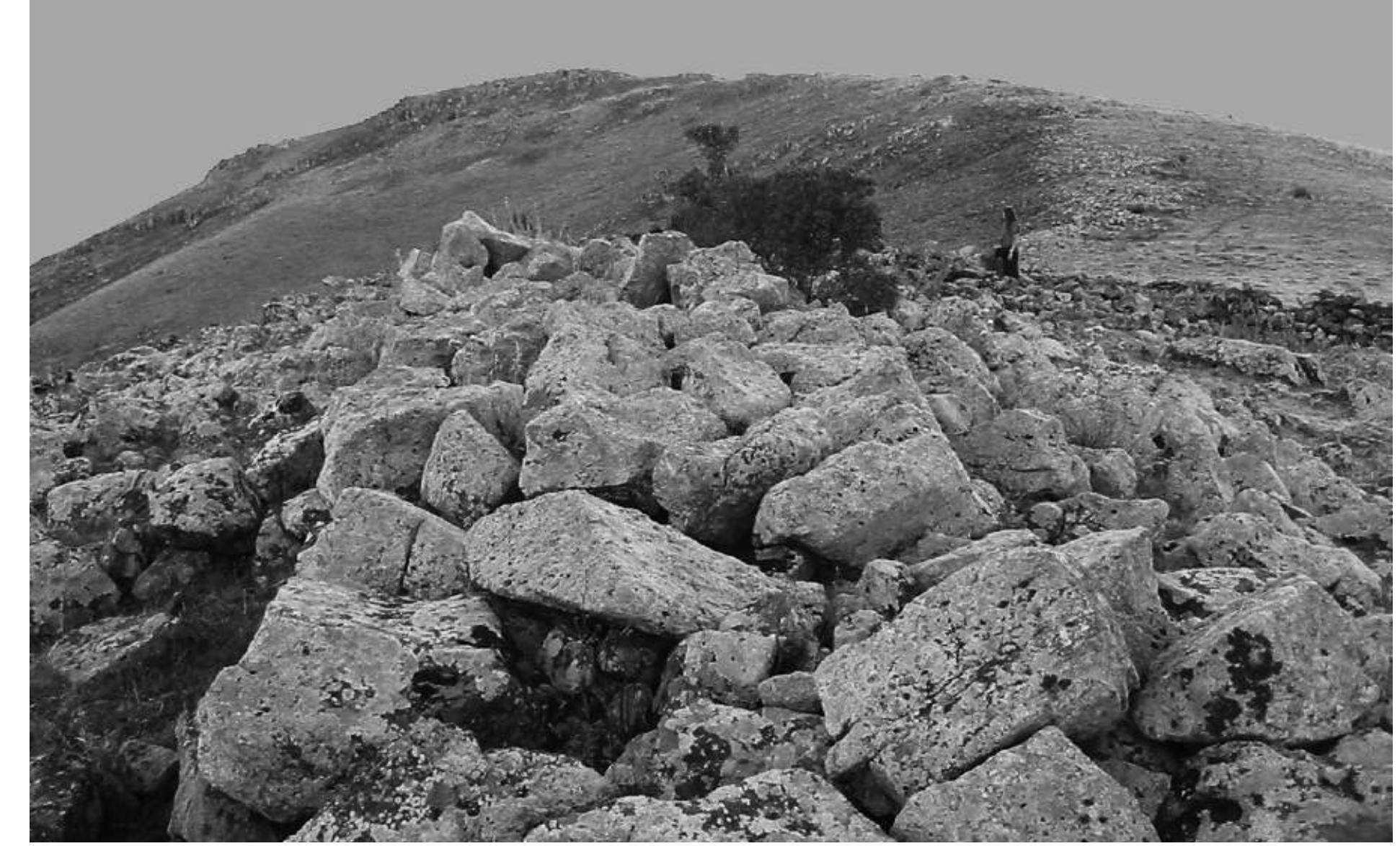 Fig. 12 : The enclosure wall on the northwest slope running up to Kirklar Tepe. 