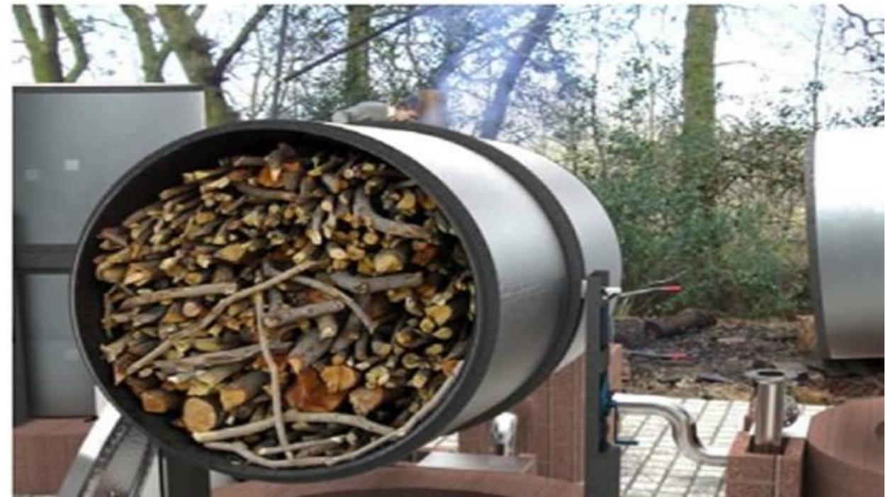 Drum method of biochar production. source: