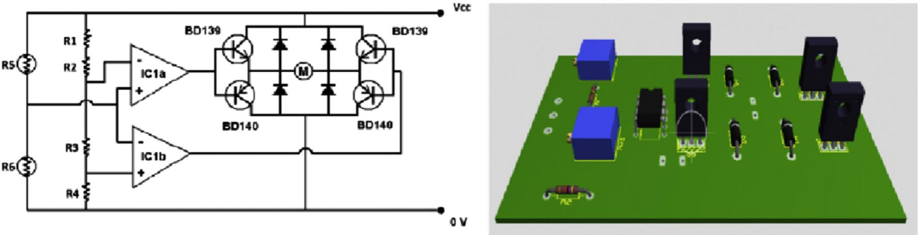 Fig. 38. Electrical circuit, the two amplifiers ICla and IC1b are in an integrated circuit LM1458 (National Semiconductor) [59]. 