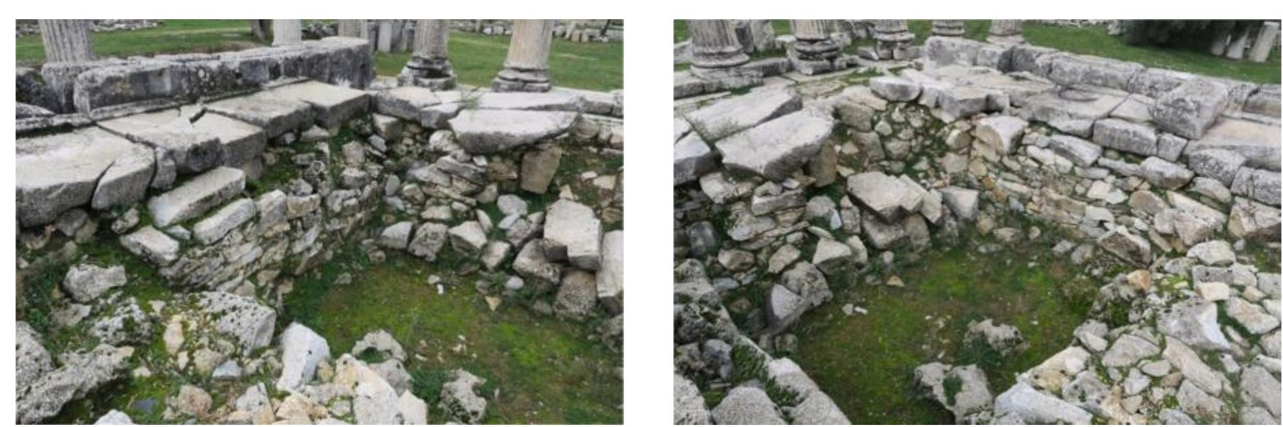 Figure 10-11: The wall of under the paving naos blocks -  Figure 9: Graphic of coins found in naos 