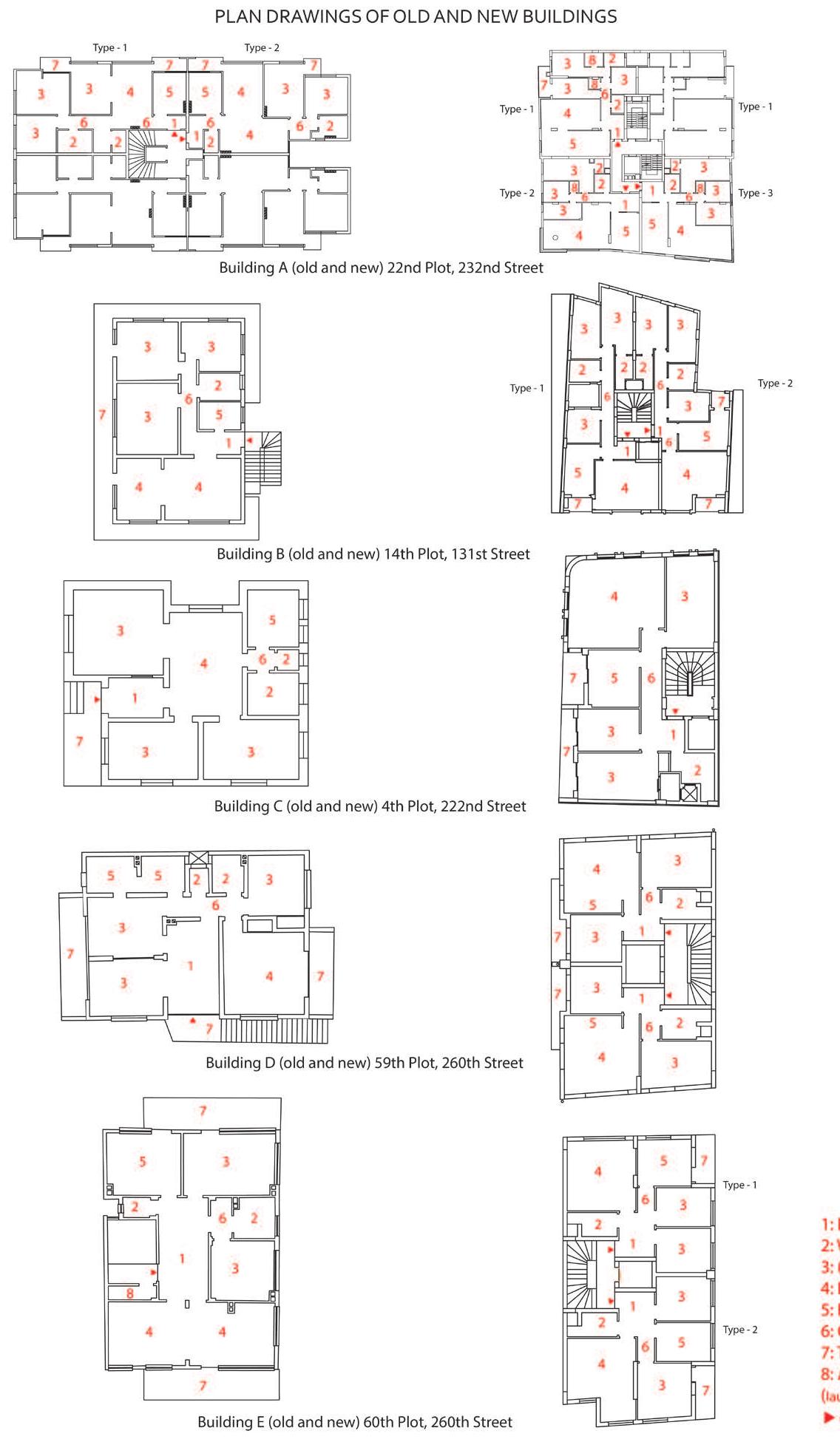 Figure 4. Plan drawings of the old and new buildings 
